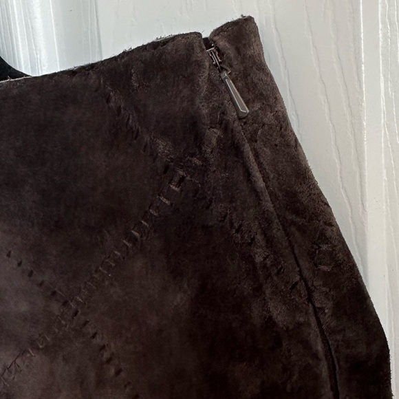 New Frontier Women Suede Leather Skirt, SZ 2 - Brown - EUC - Picture 6 of 13